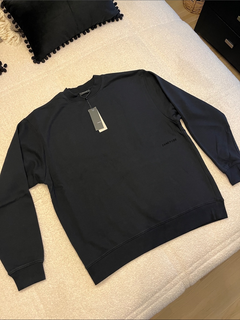 Zanerobe Men's Black Crewneck Sweatshirt - “The Oversized Athletic Style”